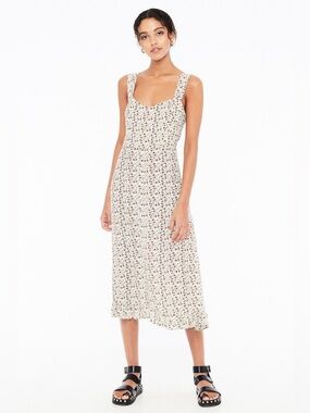 Faithfull the Brand Yasmin Cream Floral Sundress with Brown & Blue Blossoms
